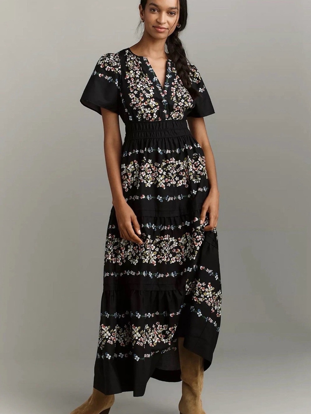 Anthropologie The Somerset Printed Maxi Dress Size M Boho Romance Cottage